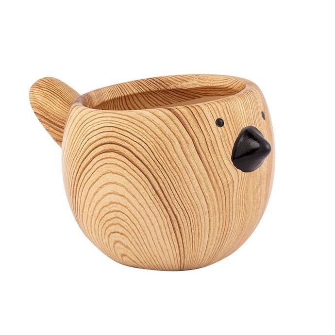 Pot Wood Grain Bird Sml 2.75x2.75 Light Natural