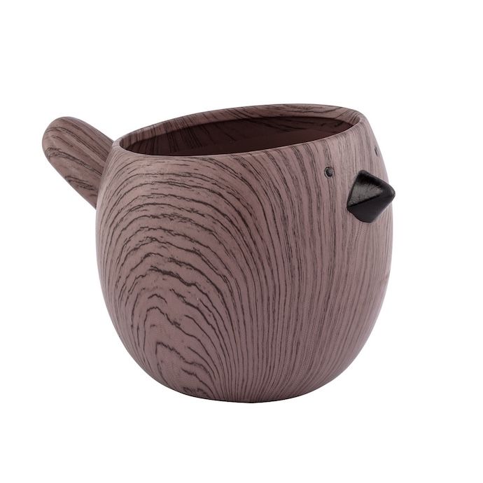 Pot Wood Grain Bird Lrg 4.5x4.75 Dark Natural