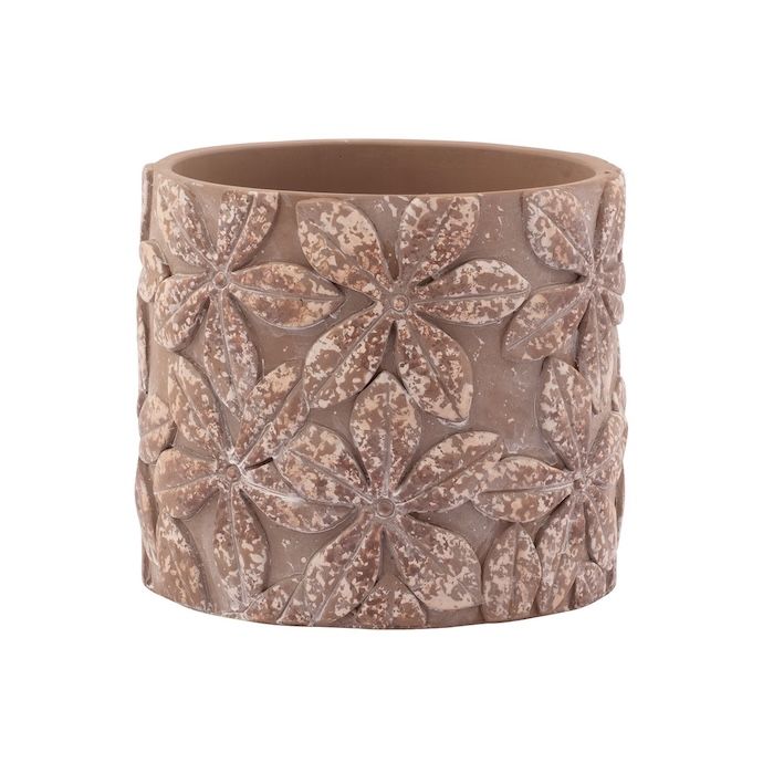 Pot Embossed Flower Pot Sml 5x4.75 Brown Cement