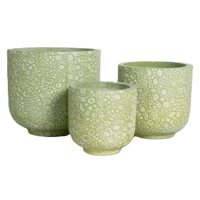 Pot Round Bubble Decor Med 11x10.5  Coral/Dk Blue/Grn