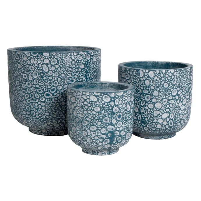 Pot Round Bubble Decor Med 11x10.5  Coral/Dk Blue/Grn