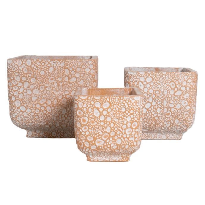 Pot Squared Bubble Decor Med 11x11  Coral/Dk Blue/Grn