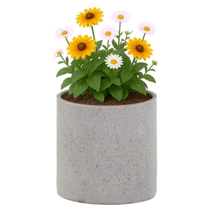Pot Stone Cylinder Sml 7.75x7  Natural Concrete Fiber Cement