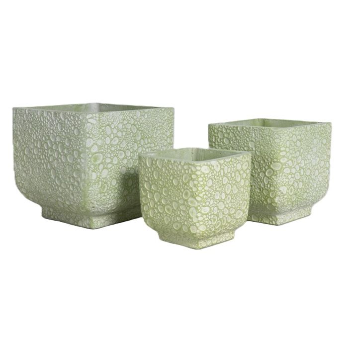 Pot Squared Bubble Decor Lrg 14x14  Coral/Dk Blue/Grn