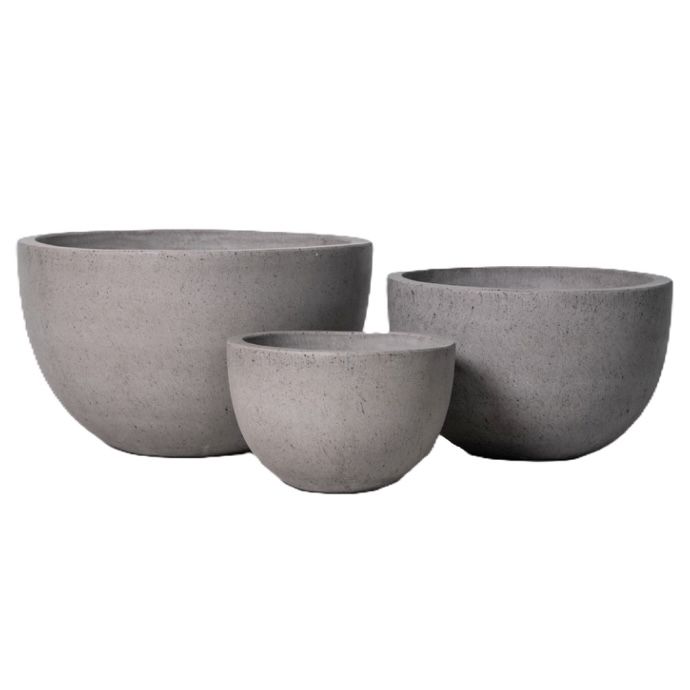 Pot Stone Bowl Med 17x10  Natural Concrete Fiber Cement