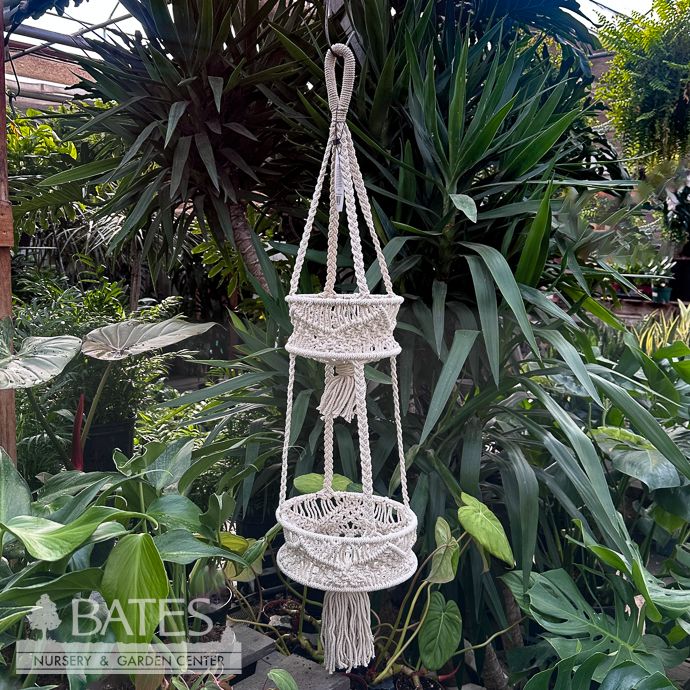 Plant Hanger 36" Macrame 2-Tier Hanging Utility Basket Primitive Planters