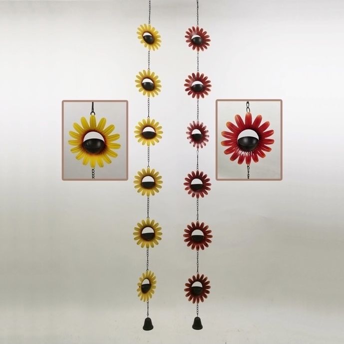Rain Chain w/Bell Sunflower 76H Metal