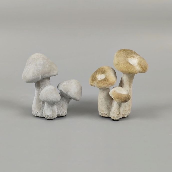 Statuary/Figurine 3-Mushroom Cluster 4H Asst Cement
