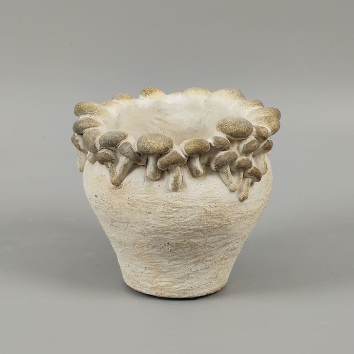 Pot Jar w/Mushroom Rim 6.5x6 Cement