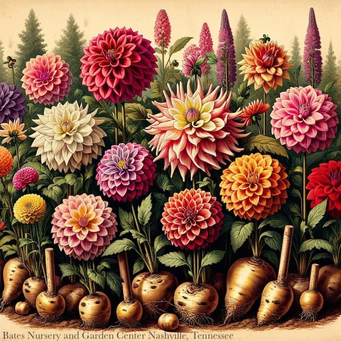 Bulb Dahlia Pretty Woman / Pink w/Burg Leaves/ Dark Angel 2/pk