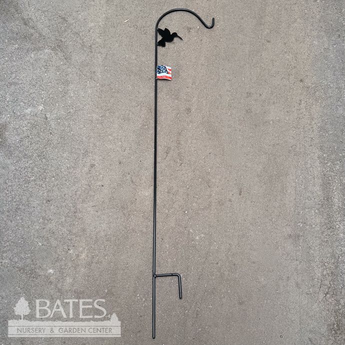 Shepherd Hook Tall Single w/Hummingbird 65hx12w Black