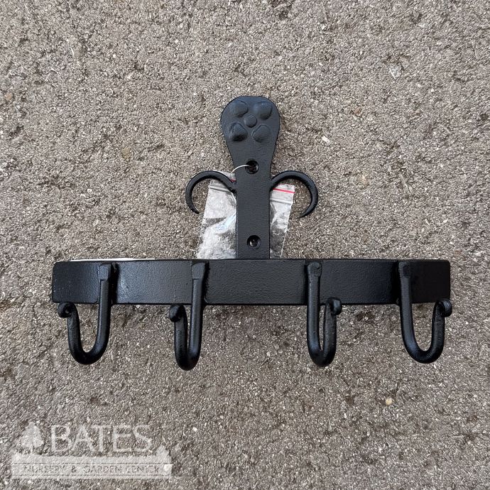 Wall Bracket for Garden Tools 4-Hook 9wx6h Black Metal