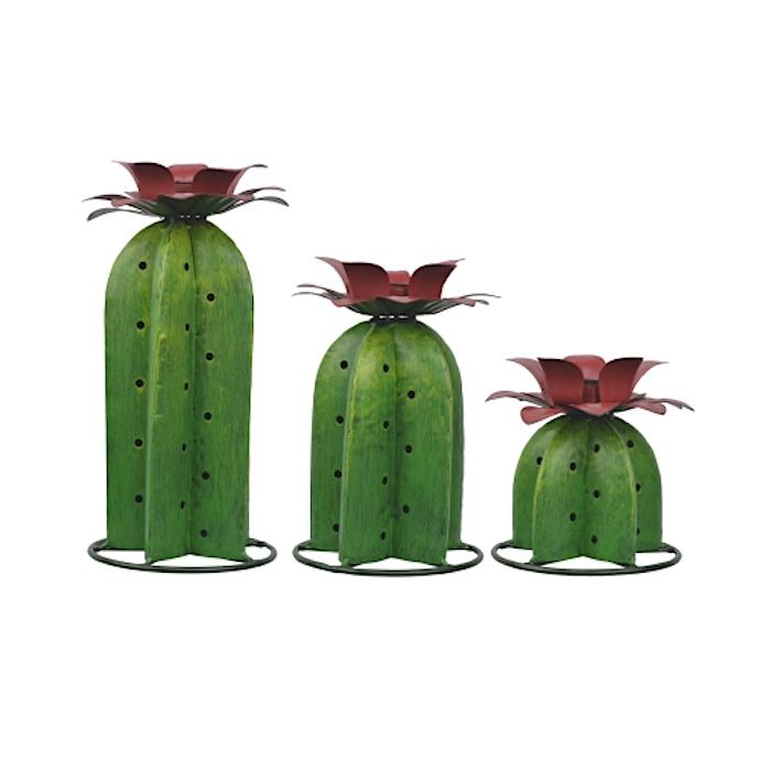 Garden Stake Solar 3D Cactus Med 6.75x9H Metal