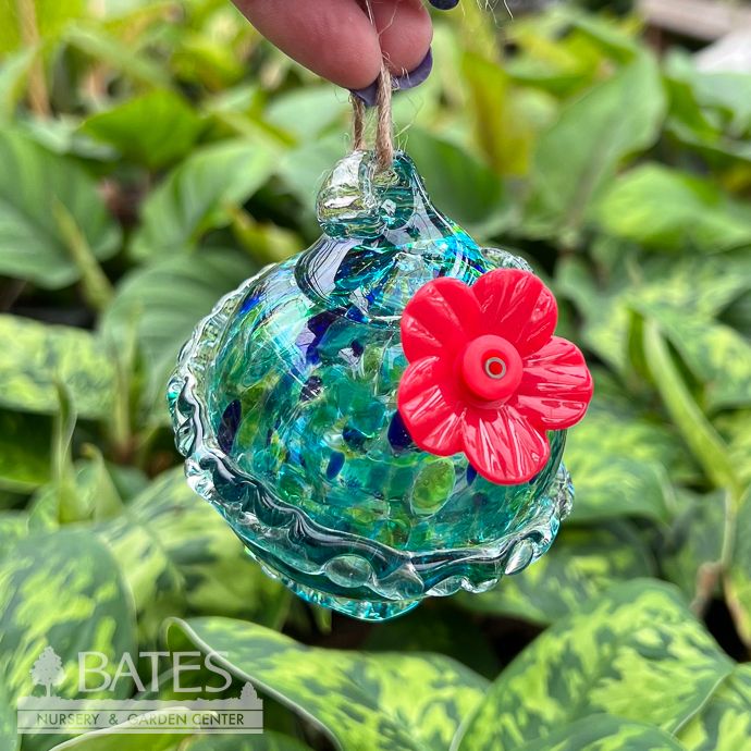 Bird Feeder Hummingbird Blue Planet ArtGlass 2.5x2.5