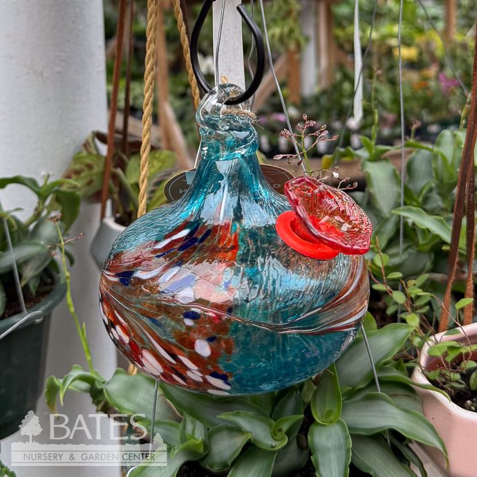 Bird Feeder Hummingbird Teardrop Blue ArtGlass 4.5x4