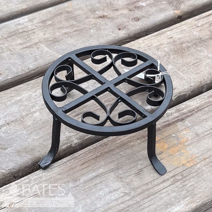 Plant Stand Crisscross and Curls Xsm 6x3h Black Wrought Iron