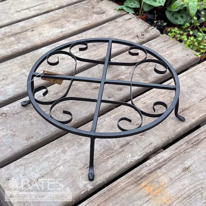 Plant Stand Crisscross and Curls Lrg 12x4h Black Wrought Iron
