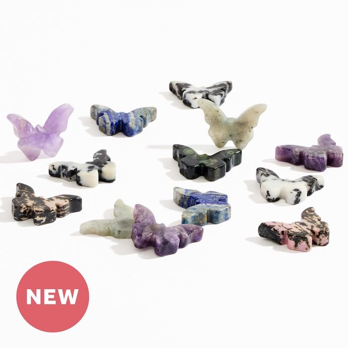 Carved Crystal Butterflies 1.5"W each