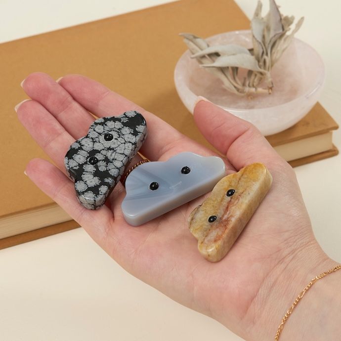 Carved Crystal Cloud Friends 2"W each