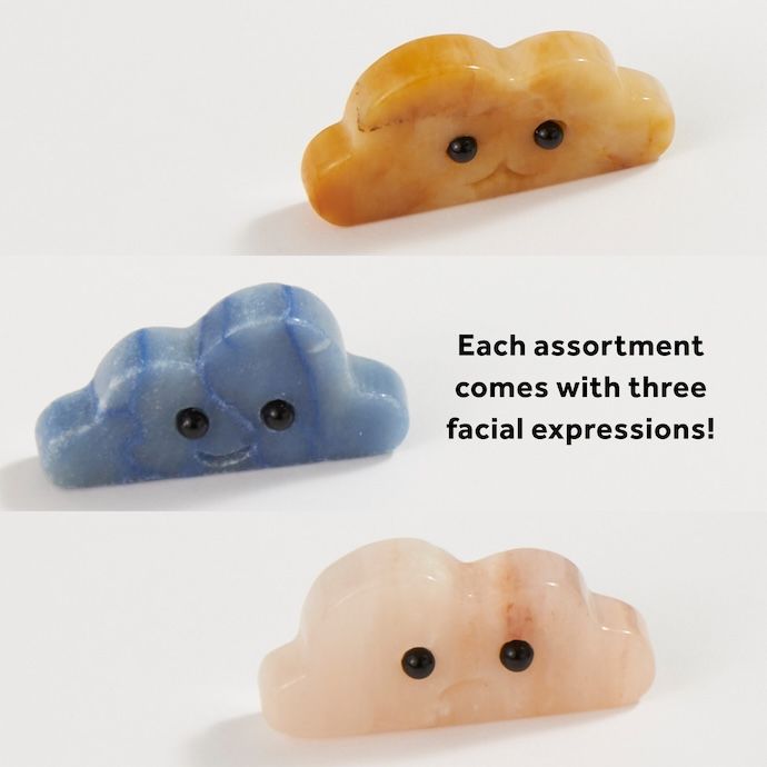 Carved Crystal Cloud Friends 2"W each