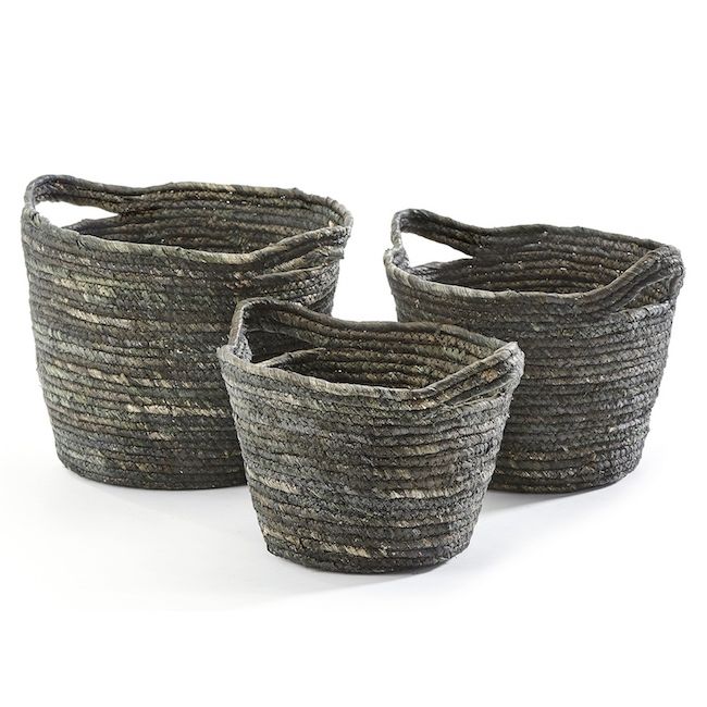 Basket Natural Grass Lrg 15x9 Gray/Tan