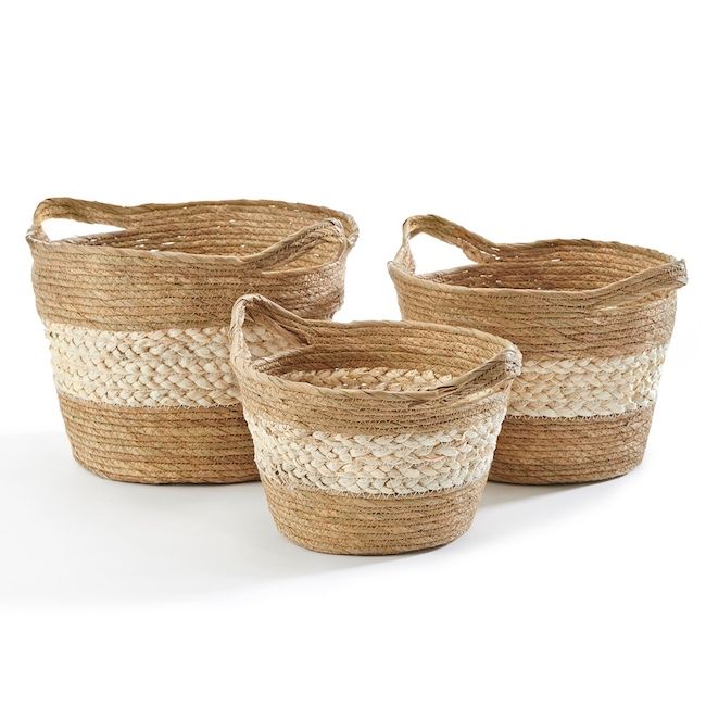 Basket Natural Grass Lrg 15x9 Gray/Tan