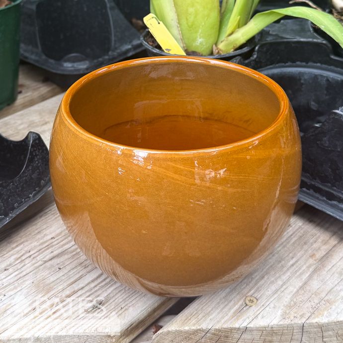 Pot Glazed Luna Bowl Lrg 6.5x5 Amber