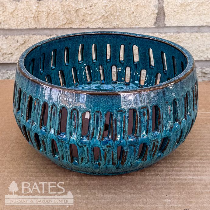 Pot Orchid Slotted Bowl 8.75x4.5 Deep Turquoise