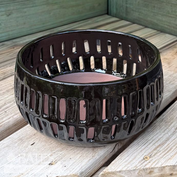 Pot Orchid Slotted Bowl 8.75x4.5 Black