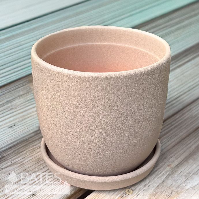 Pot Chatham Egg w/att Saucer Sml 5.5x5 Sandy Matte Brown
