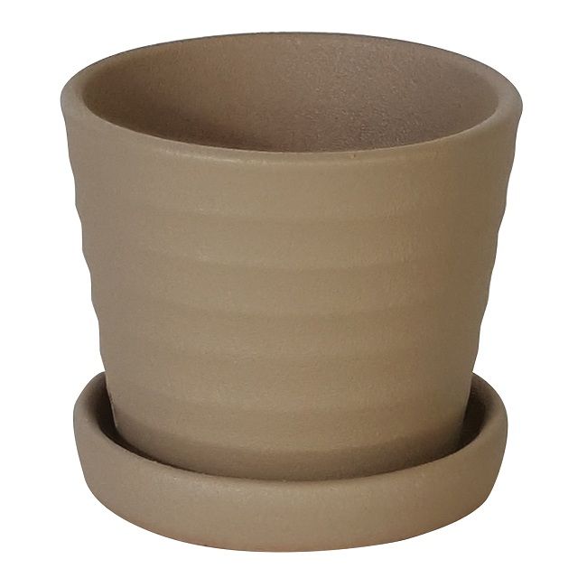 Pot Mini Ribbed w/att Saucer 3x2.75 Asst