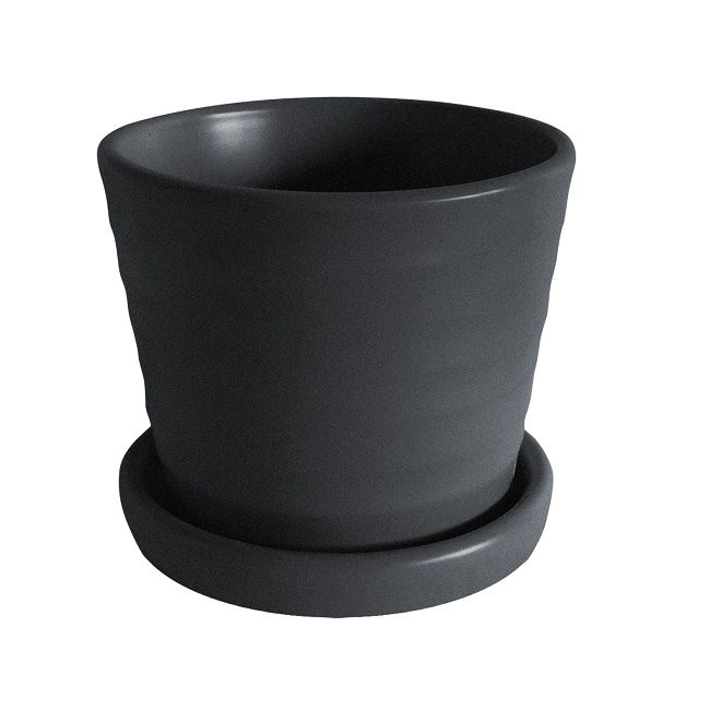 Pot Mini Ribbed w/att Saucer 3x2.75 Asst