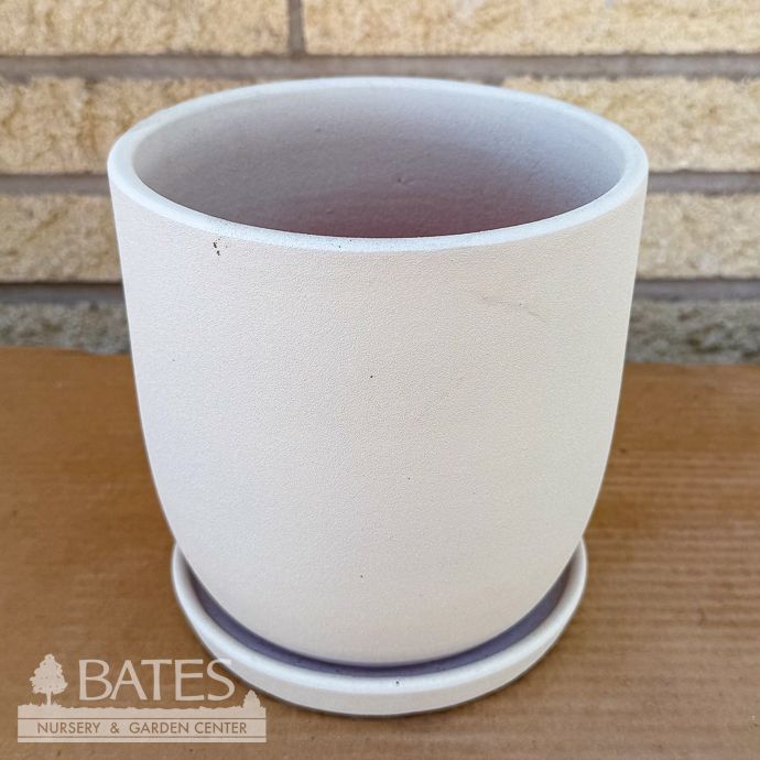 Pot Chatham Egg w/att Saucer Med 7x6.75 Sandy Matte White