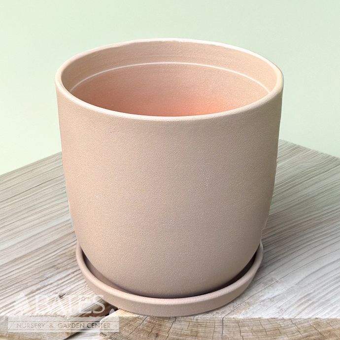 Pot Chatham Egg w/att Saucer Med 7x6.75 Sandy Matte Brown