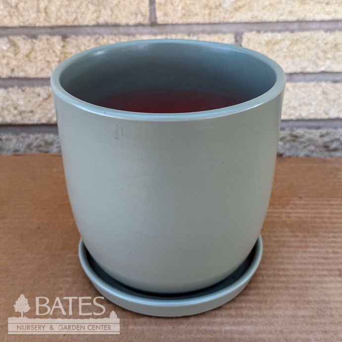 Pot Chatham Egg w/att Saucer Med 7x6.75 Matte Green