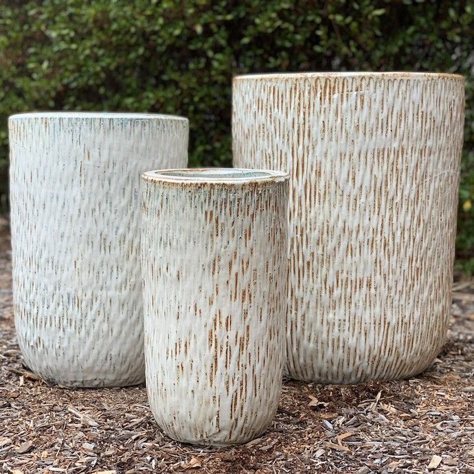 Pot Tall Emmy Rice Textured Sml 9x12 White