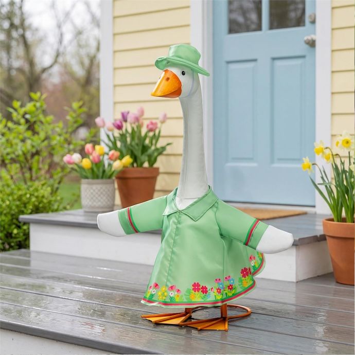 Giddy the Goose/ Glammy Flamingo Mint Garden Dress - Outfit Only