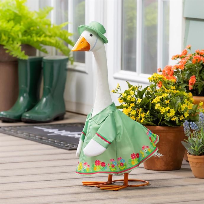 Giddy the Goose/ Glammy Flamingo Mint Garden Dress - Outfit Only