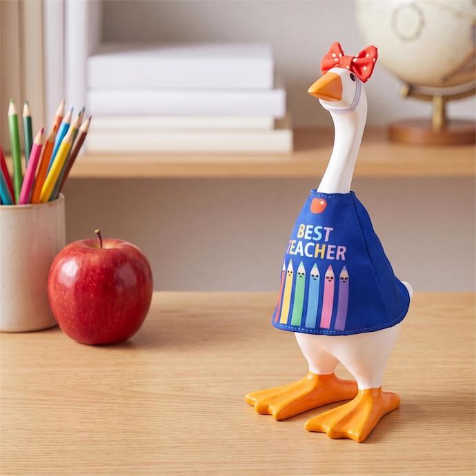 Gordy the Desktop/ Table Goose Best Teacher Shirt - Outfit Only