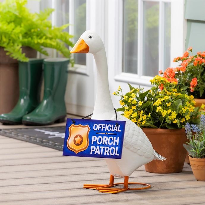 Giddy the Goose/ Glammy Flamingo Porch Patrol Sign - Sign Only