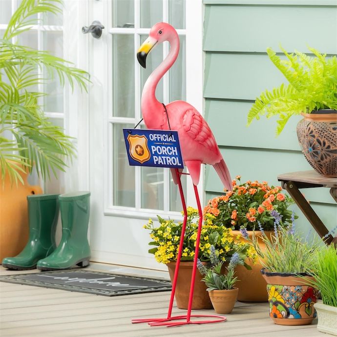Giddy the Goose/ Glammy Flamingo Porch Patrol Sign - Sign Only