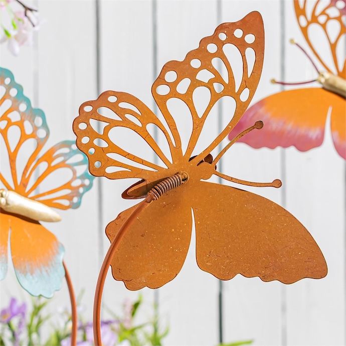 Garden Stake Butterfly Asst Metal 36H