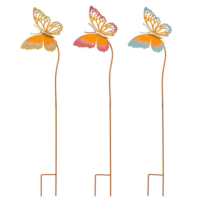 Garden Stake Butterfly Asst Metal 36H