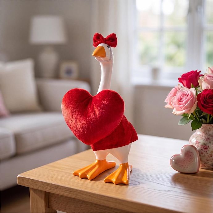 Gordy the Desktop/ Table Goose Valentine's Day Heart - Heart and Bow Only