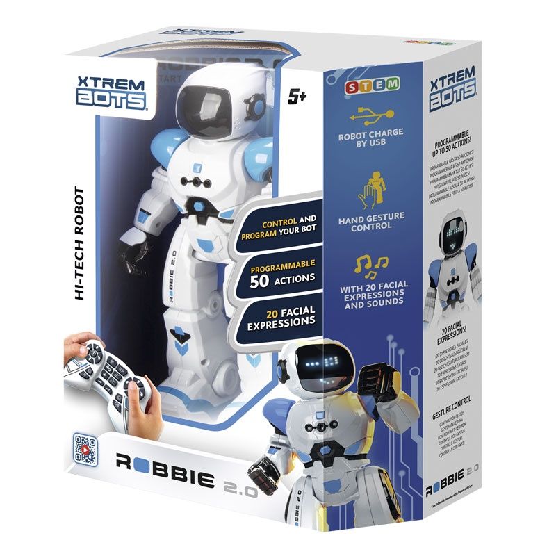 Xtrem Bots Robbie 2.0 displaying a happy LED facial expression.