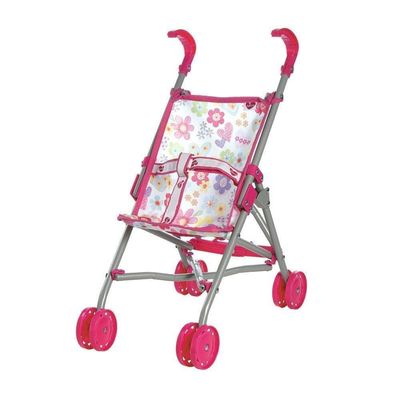Adora Pink Floral Small Shade Umbrella Doll Stroller with adjustable sunshade and safety straps.
