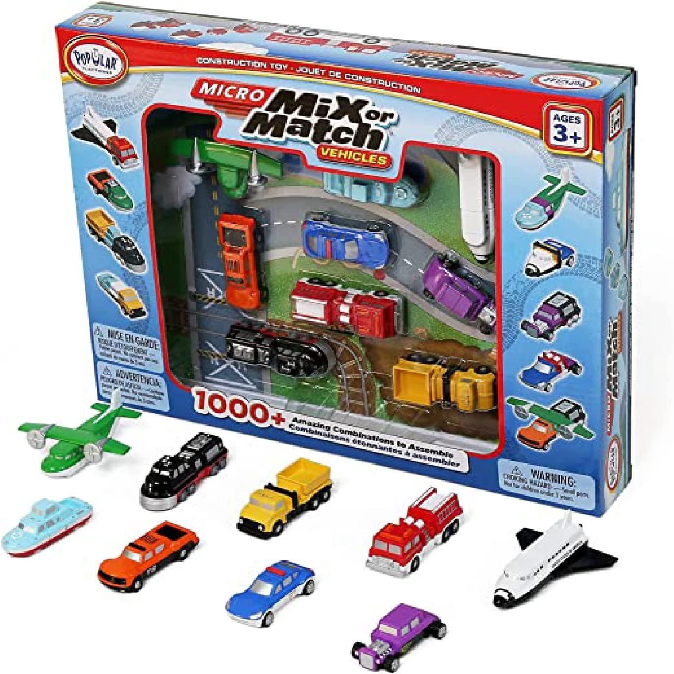 vehicles from the MICRO Mix or Match Vehicles Deluxe 1 set by Popular Playthings