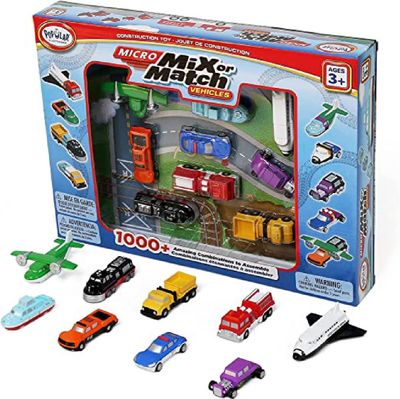 vehicles from the MICRO Mix or Match Vehicles Deluxe 1 set by Popular Playthings