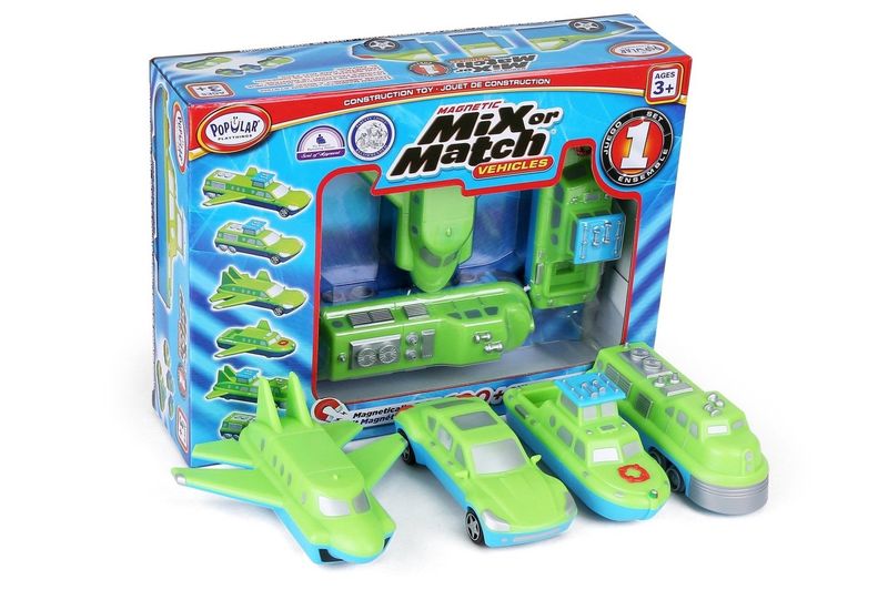 vehicles from the Magnetic Mix or Match Vehicles Set 1 by Popular Playthings