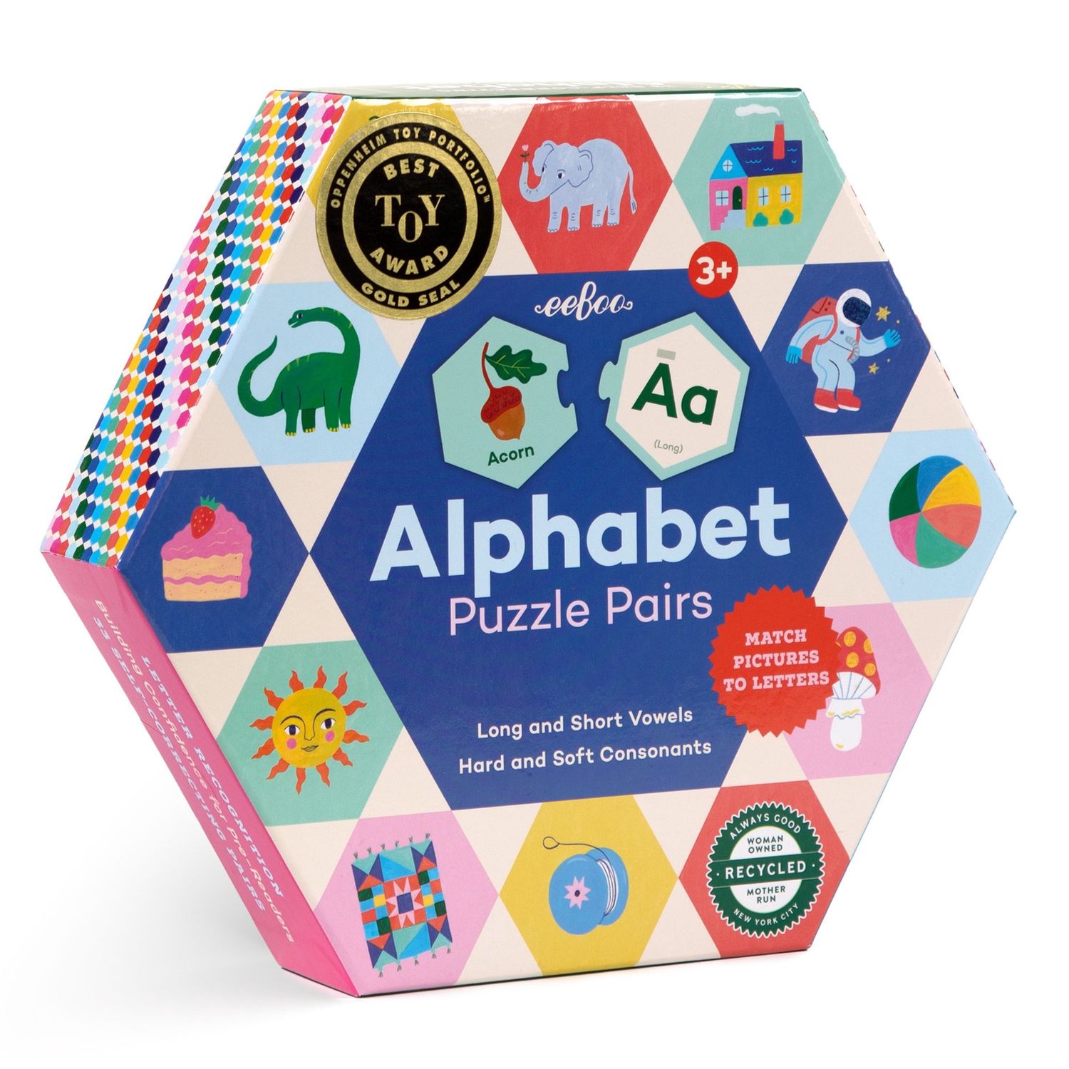 eeBoo Alphabet Hexagon Puzzle Pairs - Box and Puzzle Pieces​